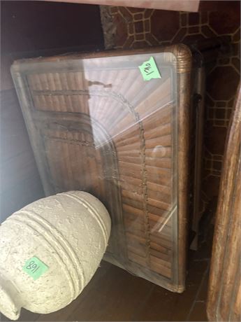 Rattan Glass Top Side Table
