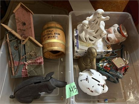 Misc Lot, Pig Bank, Ghost, Brass Duck, Misc