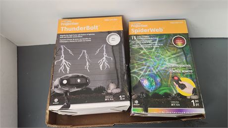 LED Light Show Projection Spider Web & Projection Lightning Bolt