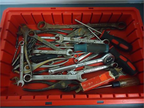 Lot Of Various Tools & Red Bin