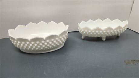 2 Fenton Milk Glass Bowls