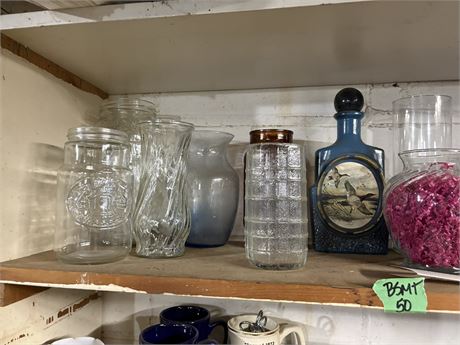 Vases, Decanter Shelf Lot
