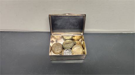 Silver Plate Box Of Pocket Watches