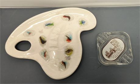 Jaquin MCM Ashtray & Kentwood Restaurant Ashtray. Has Broken Edge