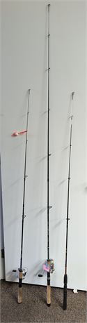 Lot Of 3 Fishing Poles & 2 Reels