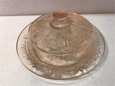 Matching Pink Depression Plate & Lid