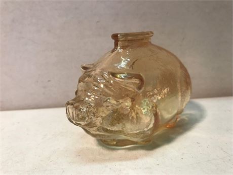 Vintage Anchor Hocking Pig Piggy Bank Marigold Amber Carnival Glass