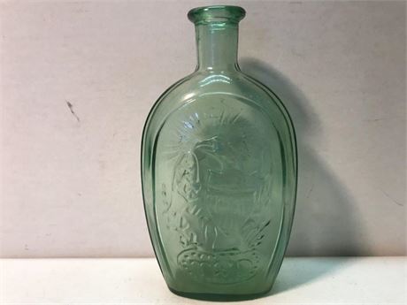 TWD Franklin Green Glass Bottle Ship Eagle Design