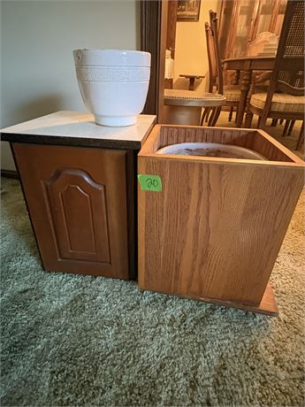 Wood Plant Stands (2), One with Wheel Base