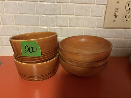 Ceramic and Wood Bowls