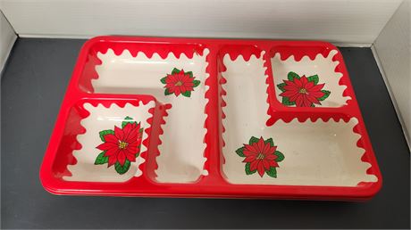 2 Rigid Plastic Poinsettia Chip & Dip tray