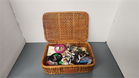 Lot Of Jewelry & wicker Basket