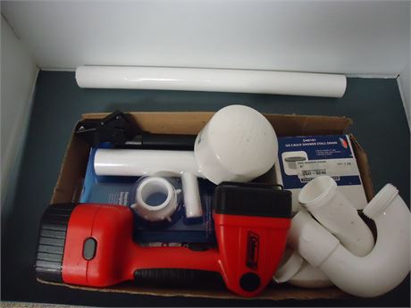 Coleman Flashlight & Shower Drain & Misc. Items