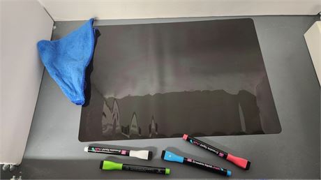 Black Dry Erase Board & Markers For Refrigerator