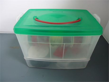 Storage Container With Various Ribbon. Some Hallmark Brand Ribbon