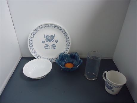 Corelle Corning Blue Heart Dishware & Misc. Glassware