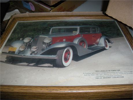 Wood Framed Car Pictures & Lincoln Book & Misc.