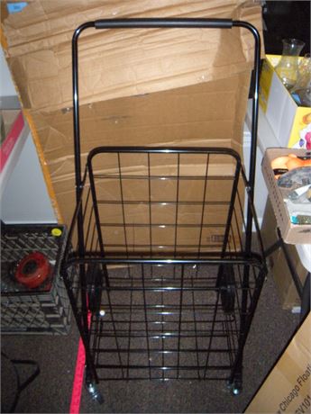 Metal Shopping Cart On Wheels
