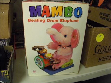 Mambo Beating Drum Elephant Toy In Original Box