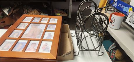 Wine Rack & Wood Display Box With Photo Frame Front