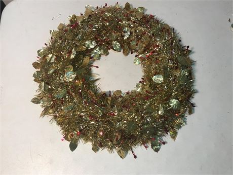 Yellow & Red Tinsel Wreath
