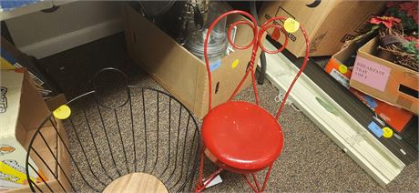 Small Decorative Chair & Wire Basket