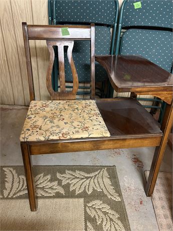 Vintage Wood Telephone Gossip Table Chair