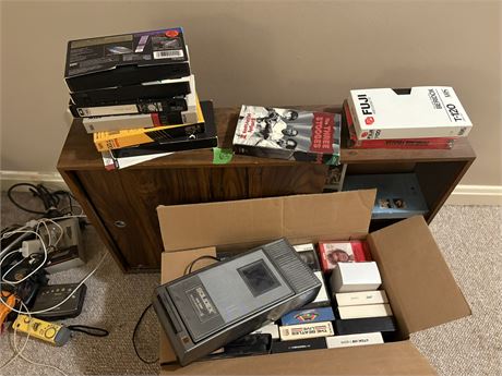 VHS Tapes, Rewinder, Cabinet