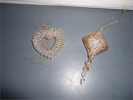 2 Spun Glass Ornaments