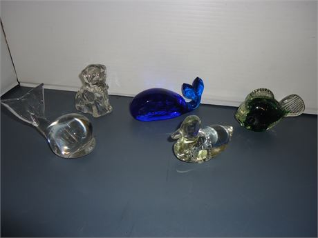 Glass Whales & Duck & Fish & Dog