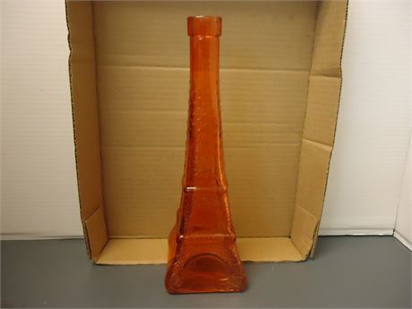 Eiffel Tower Bottle Orange Glass Decanter Liquor Barware
