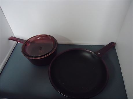 Cranberry Glass Saucepan & Lid