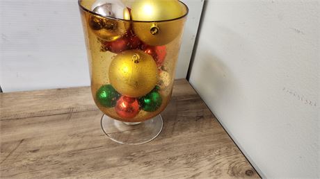 Glass Flower Vase &  Christmas Ornaments