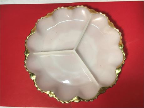 Vintage Gold Trim Anchor Hocking Fire King Divided Dish