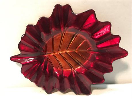 Vintage PartyLite Orange & Red Candle Holder Plate