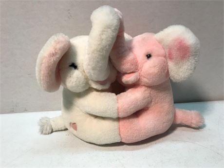 Vintage Dakin Hugging Elephant Couple Plush