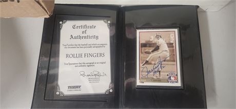 Rollie Fingers Signed Authentic Baseball Crad