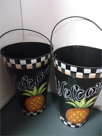 2 Decorative Metal Buckets