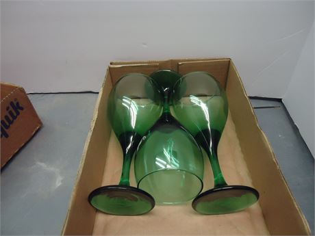 Green wine glasses