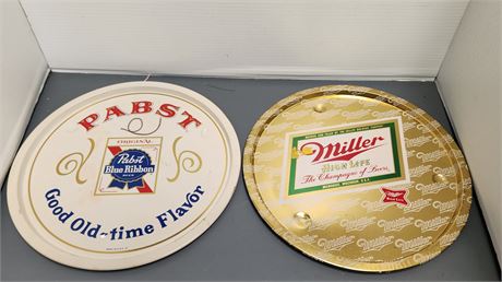 Pabst Blue Ribbon Beer & MillerHigh Life Beer Metal Trays