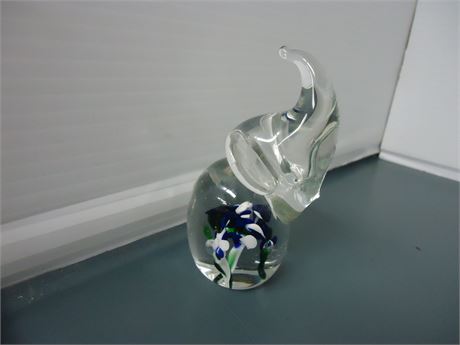 Glass Elephant Paper Weight
