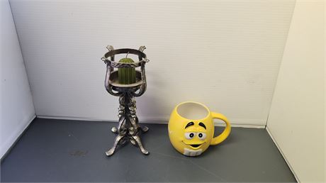 M&M Cup & Vintage Heavy Pillar Candle Holder