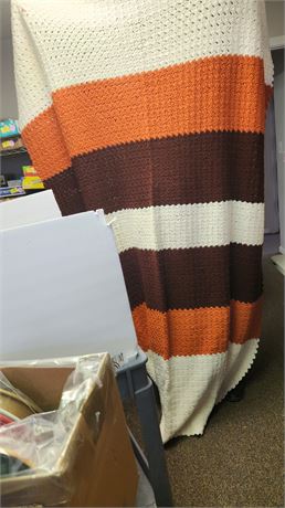 Very Large Afghan Blanket. About 7Ft. Long