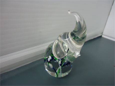 Glass Elephant Paper Weight