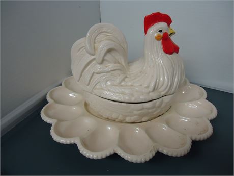 Ceramic Egg Tray & Chicken Dish