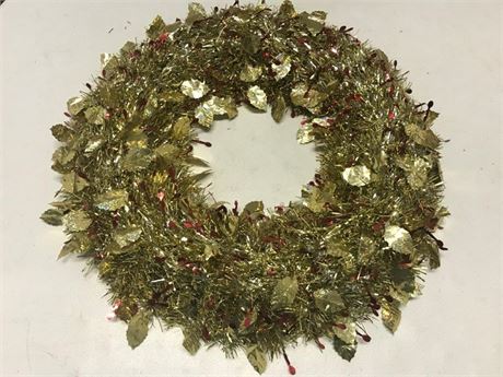 Vintage Yellow & Red Tinsel Wreath