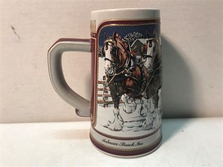 1989 Budweiser "Hitch on a Winter's Evening"Ceramarte Stein