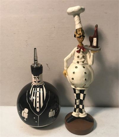 Chef Oil/Vinegar Bottle & Statue