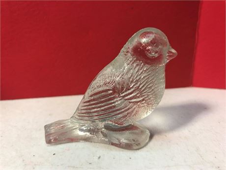 Vintage Pressed Glass Sparrow Paperweight