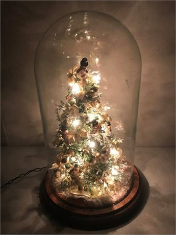 Miniature Christmas Tree Light in Glass Dome